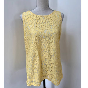 Women's Large Yellow Lace Charter Club Sleeveless Tank Top
